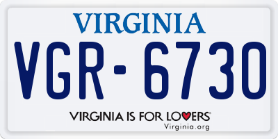 VA license plate VGR6730