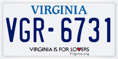 VA license plate VGR6731