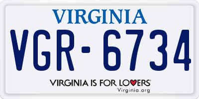 VA license plate VGR6734