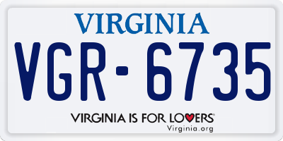 VA license plate VGR6735
