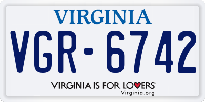 VA license plate VGR6742