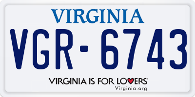 VA license plate VGR6743