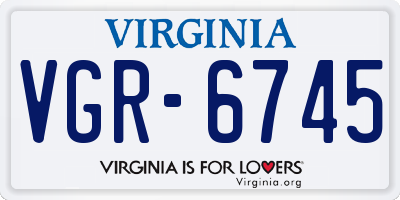 VA license plate VGR6745