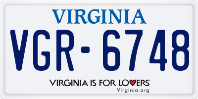 VA license plate VGR6748