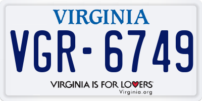 VA license plate VGR6749