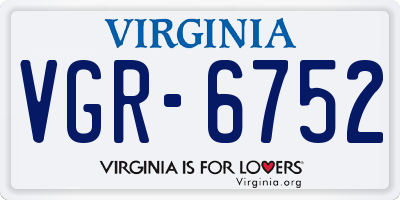 VA license plate VGR6752