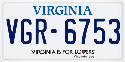 VA license plate VGR6753
