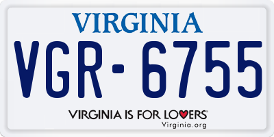 VA license plate VGR6755