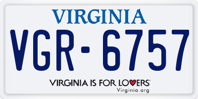 VA license plate VGR6757