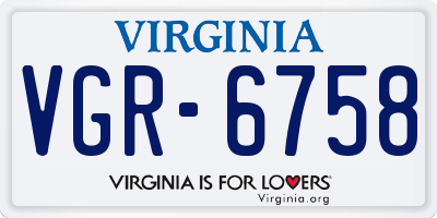 VA license plate VGR6758