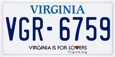 VA license plate VGR6759