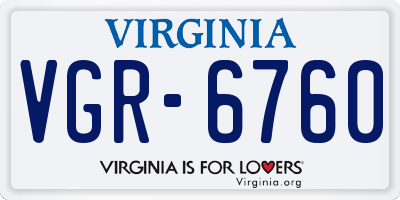 VA license plate VGR6760