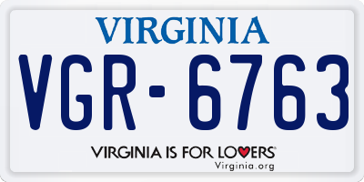 VA license plate VGR6763
