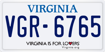 VA license plate VGR6765