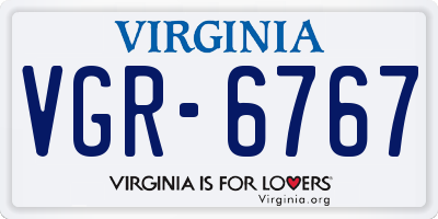 VA license plate VGR6767
