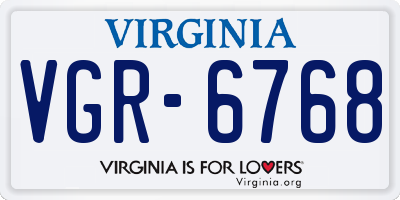 VA license plate VGR6768