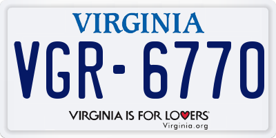 VA license plate VGR6770