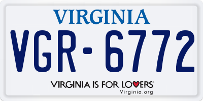 VA license plate VGR6772