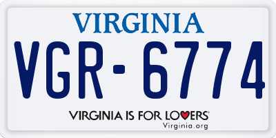 VA license plate VGR6774