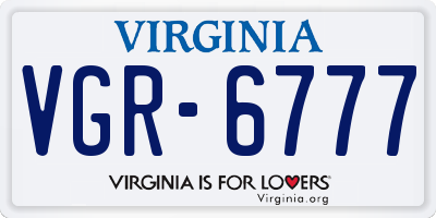 VA license plate VGR6777