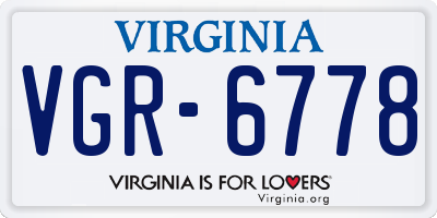 VA license plate VGR6778