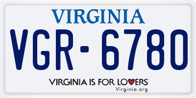 VA license plate VGR6780