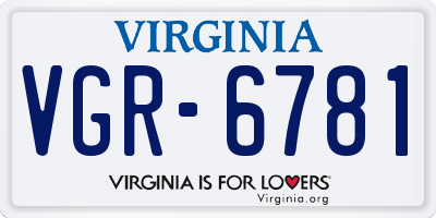 VA license plate VGR6781