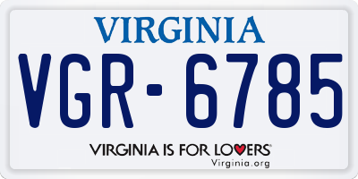 VA license plate VGR6785