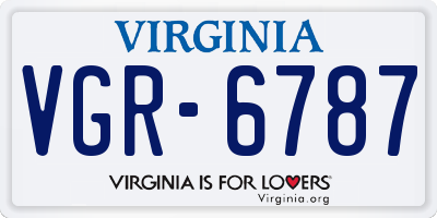 VA license plate VGR6787