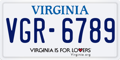 VA license plate VGR6789