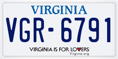 VA license plate VGR6791