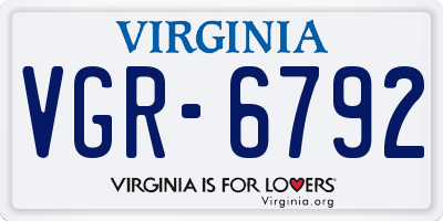 VA license plate VGR6792