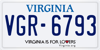 VA license plate VGR6793