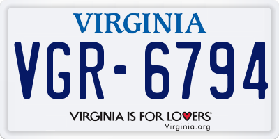 VA license plate VGR6794