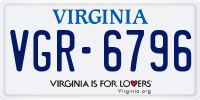 VA license plate VGR6796