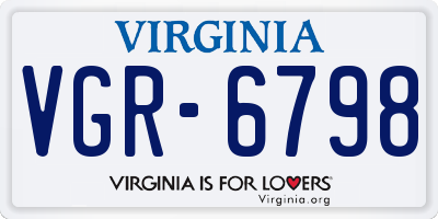 VA license plate VGR6798