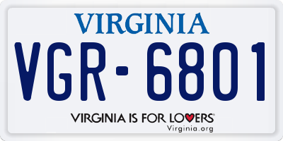 VA license plate VGR6801