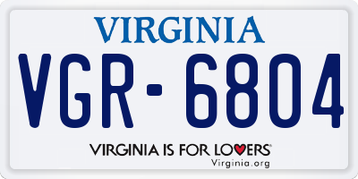 VA license plate VGR6804