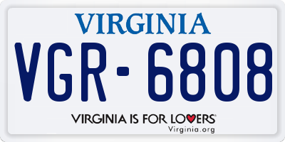 VA license plate VGR6808