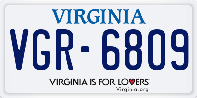 VA license plate VGR6809