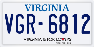 VA license plate VGR6812