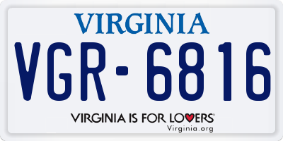VA license plate VGR6816