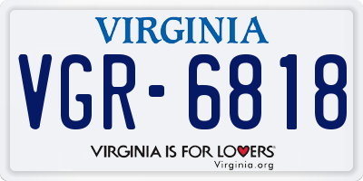 VA license plate VGR6818