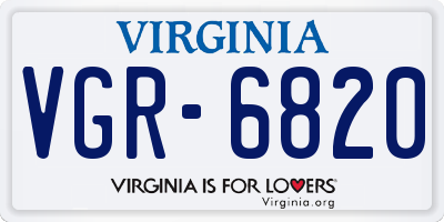 VA license plate VGR6820