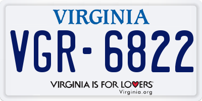 VA license plate VGR6822