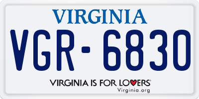 VA license plate VGR6830