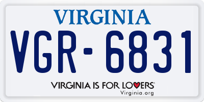 VA license plate VGR6831