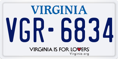 VA license plate VGR6834