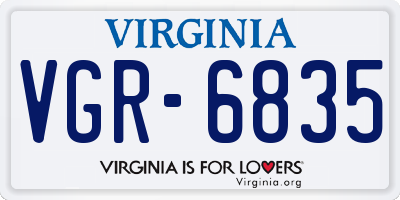 VA license plate VGR6835