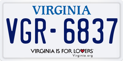 VA license plate VGR6837